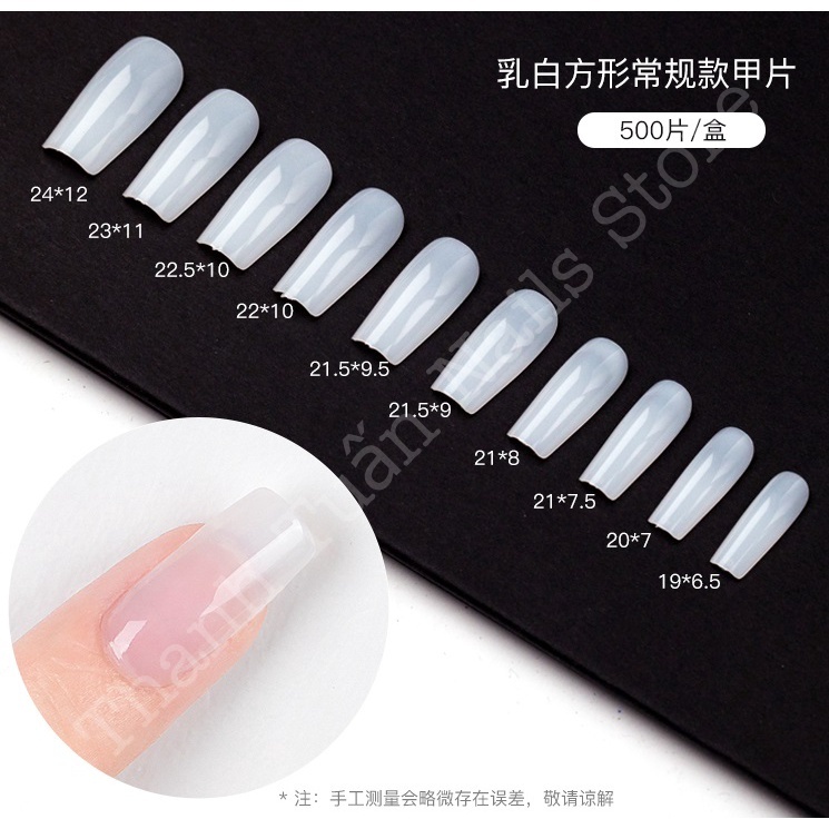 Hộp 500 Móng Úp HSM hàng chuẩn form loại 1 có sẵn 22 loại  - Tổng kho đồ nail HSM