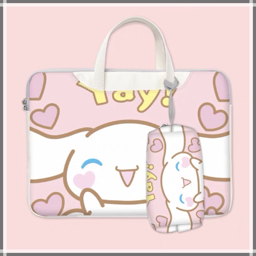 Túi đựng máy tính xách tay bằng PU chống thấm nước hoạt hình Cinnamoroll và Kuromi kích cỡ 12 13 15 14 15.6 17.3 inch