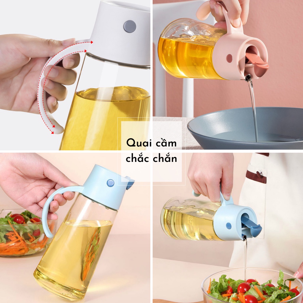 Bình Đựng Dầu Ăn Hình Chim Cánh Cụt MOMOHOUSE Tự Động Đóng Mở Nắp Khi Rót, Chai Đựng Dầu Ăn Nước Mắm Thuỷ Tinh 650ml