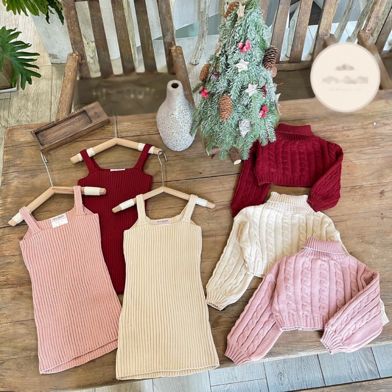 Set Váy Len Xinh Cho Bé Gái Diện Tết 9- 20kg