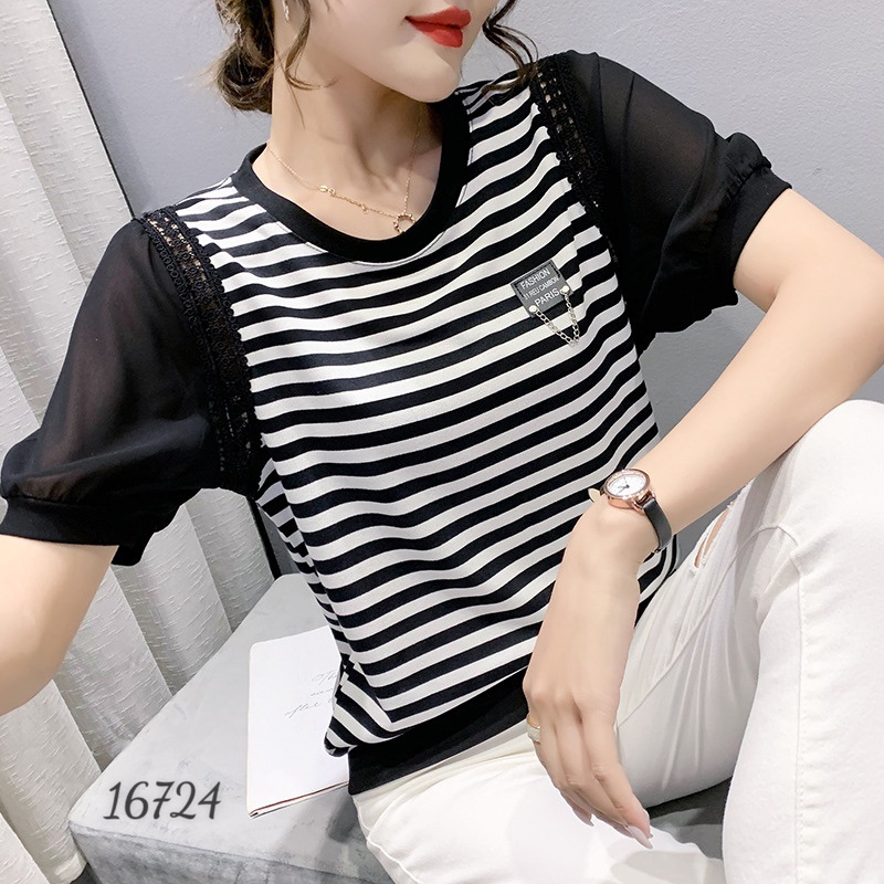 SALE Áo Len Sọc tay Voan 16724