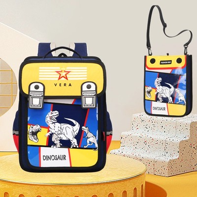 Balo chống gù dáng hộp 3D cho bé gái và bé trai học sinh tiểu học in hình dễ thương HS1042 BEE GEE