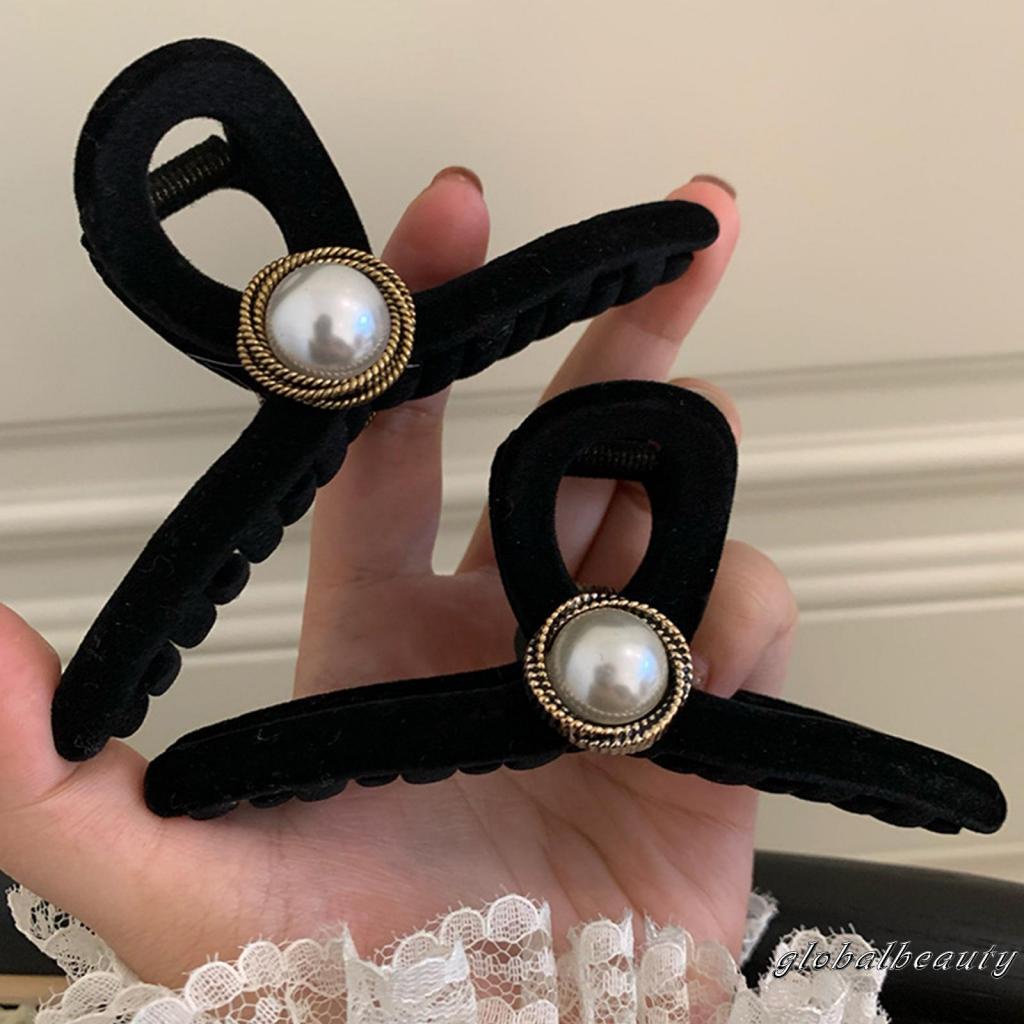 Kẹp Tóc Càng Cua Đính Ngọc Trai Phong Cách Vintage Cho Nữ