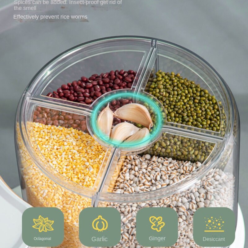 A-LIFE Hộp Đựng Gạo / Ngũ Cốc Có Thể Xoay Được Chống Ẩm Mốc / Côn Trùng Tiện Dụng