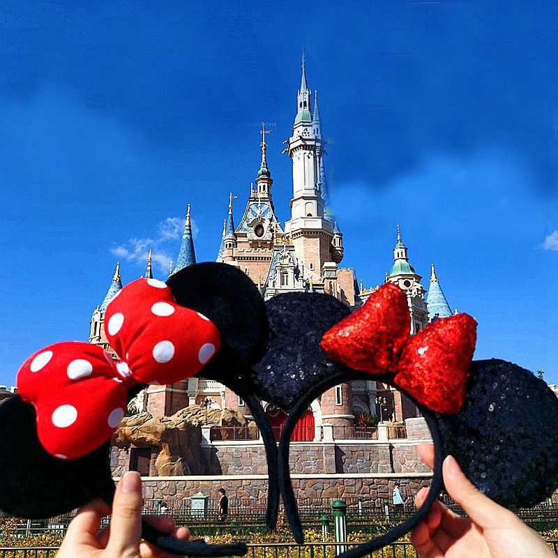 DISNEY Băng Đô Cài Tóc Đính Nơ In Hình Chuột Mickey / Minnie StellaLou Linaell Cho Nữ