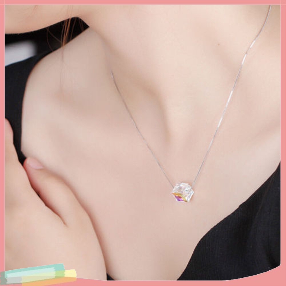 Dây chuyền mặt khối lập phương đa sắc thời trang