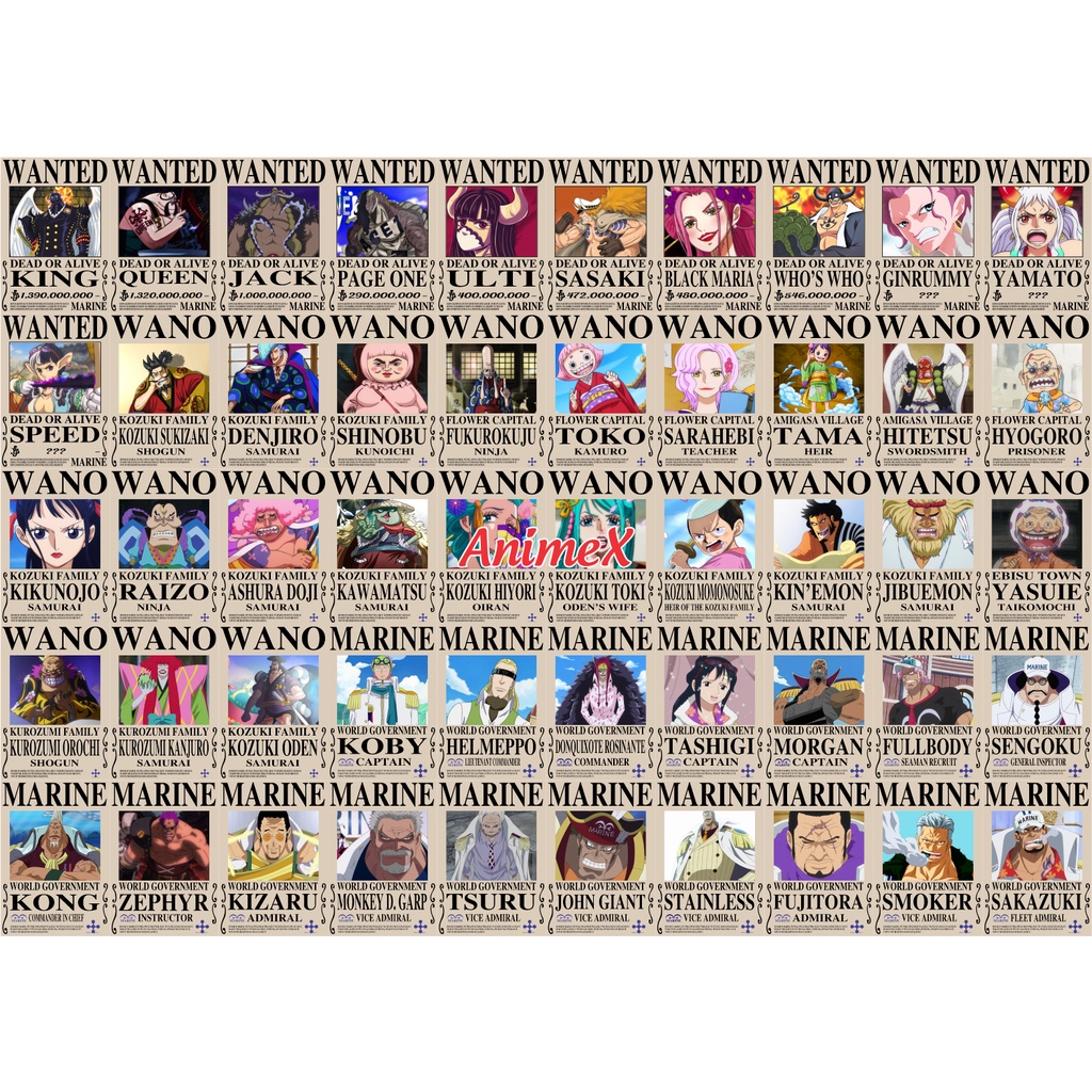 Tờ Poster Lệnh Truy Nã Team Mũ Rơm Onepiece - Wanted Poster One Piece Đảo Hải Tặc Bóc Dán By AnimeX
