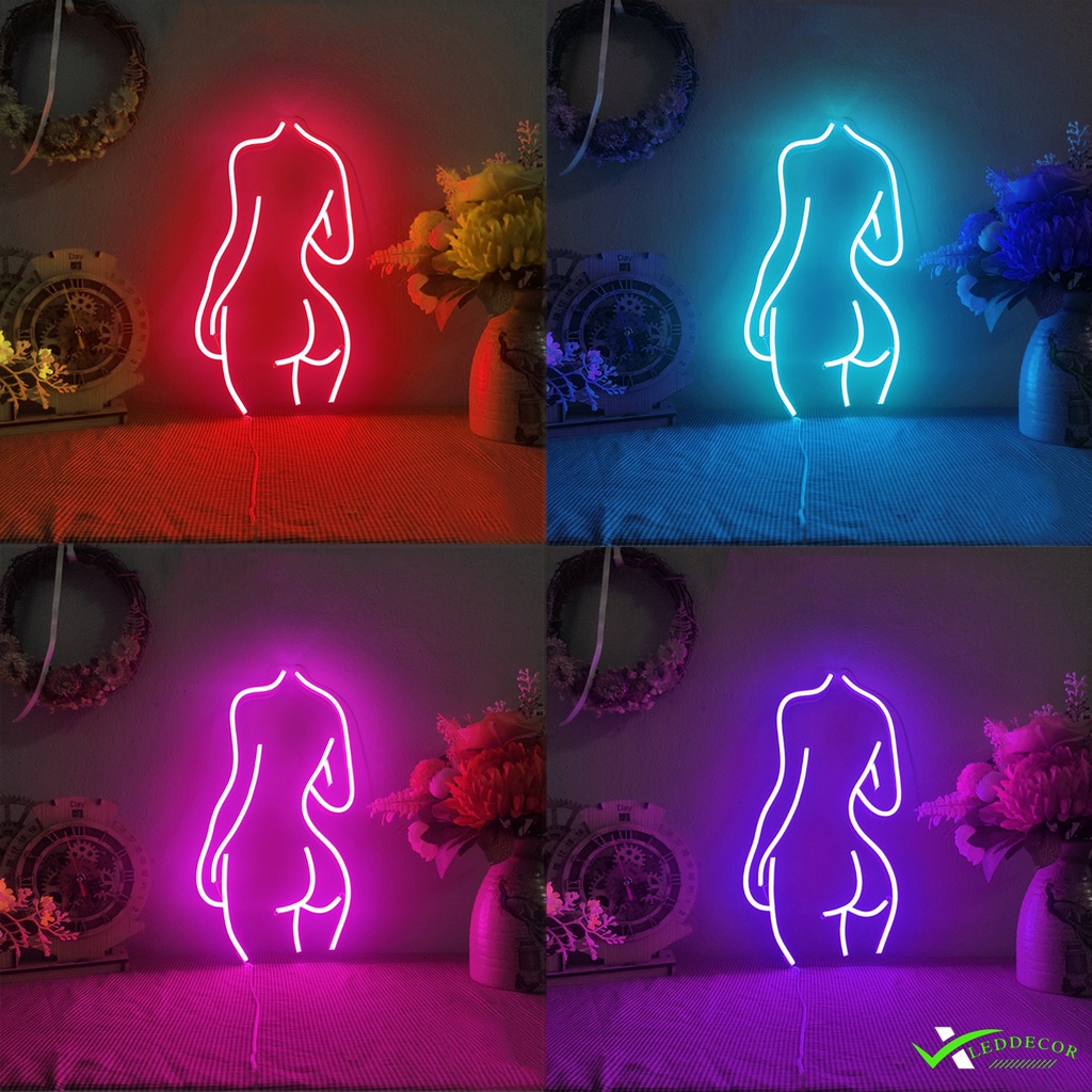 Đèn led neon hình cô gái sexy Ledlin 20x35cm Nhiều màu sắc Decor phòng ngủ
