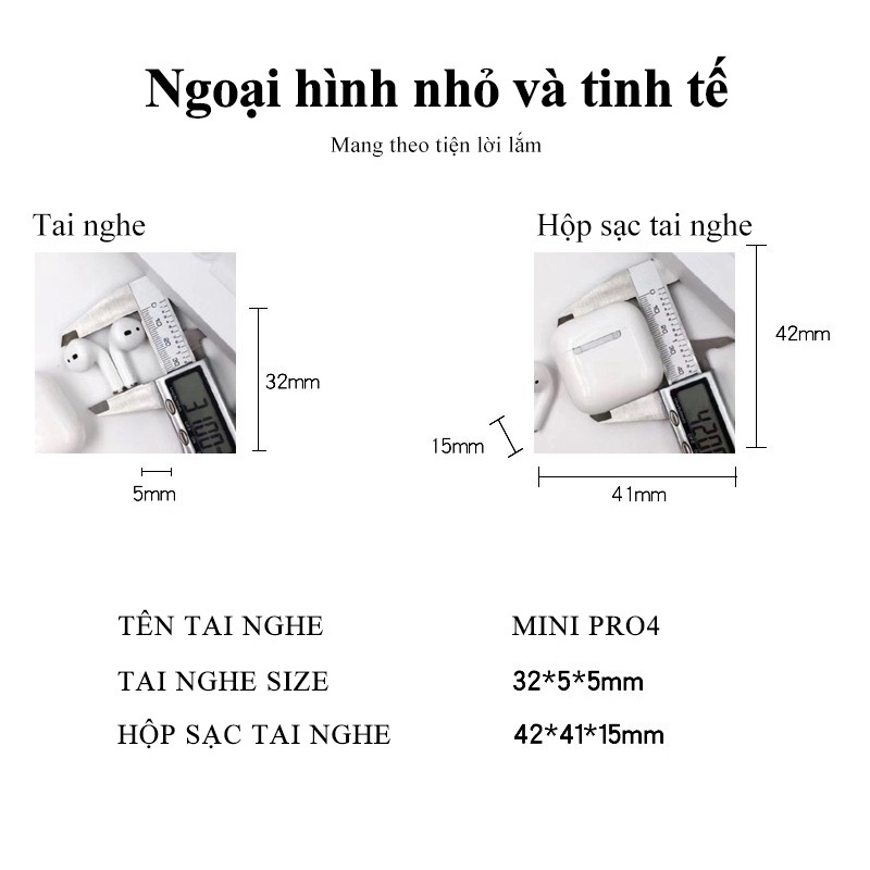 Tai Nghe Buetooth Pro 4 TWS Không Dây Thiết Kế Thông Minh Cao Cấp