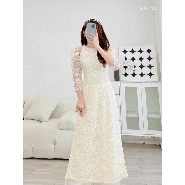 Áo dài ren 4 tà cao cấp