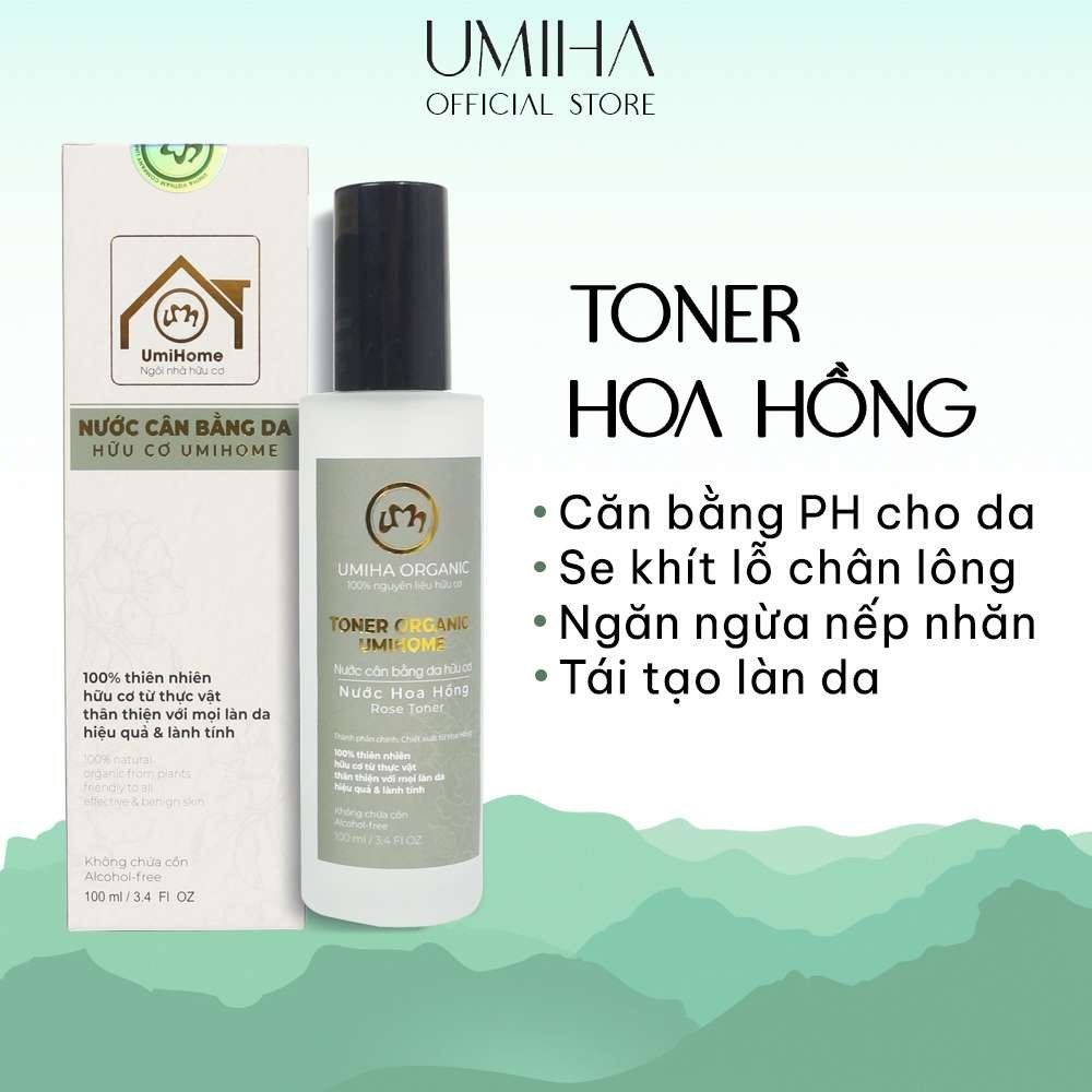 Nước cân bằng da Hoa Hồng hữu cơ UMIHA 50/100ml dưỡng ẩm se khít lỗ chân lông, cân bằng độ pH cho da hiệu quả