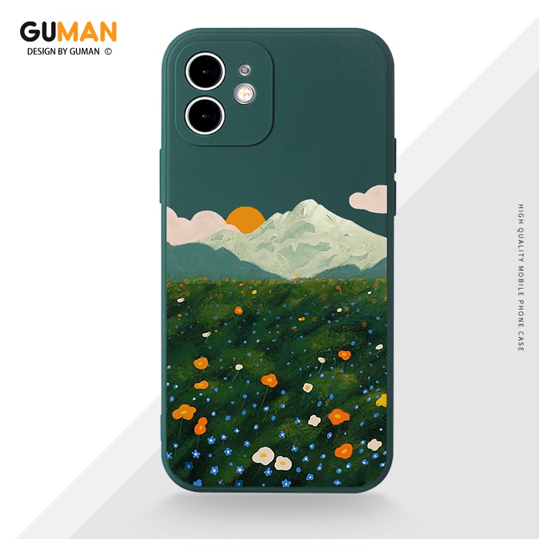 Ốp lưng GUMAN silicon mềm chống bẩn viền vuông dễ thương đẹp độc lạ ngộ nghĩnh Cho iPhone 13 12 11 Pro Max SE 2020 X XR XS 8 7 ip 6S 6 Plus kute XYM1308