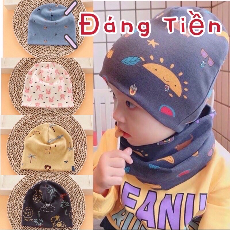 Sét mũ kèm khăn ống  giữ ấm cho bé trai, bé gái