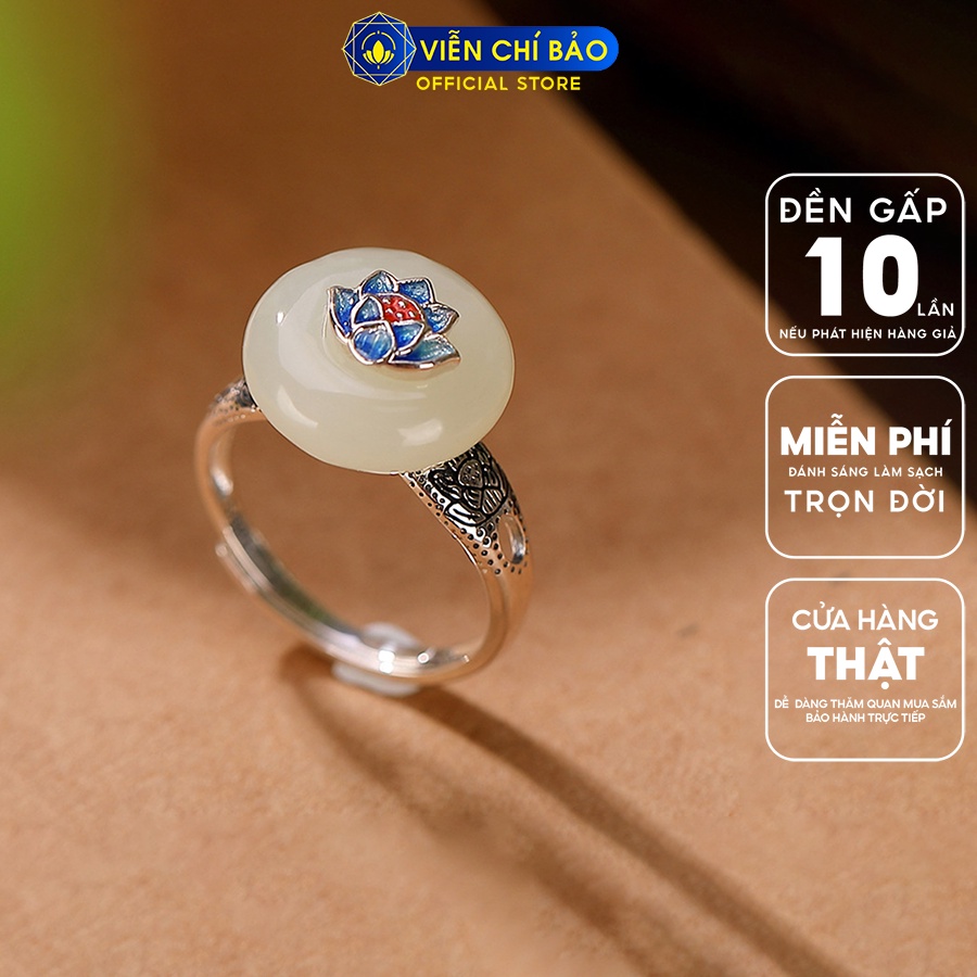 Nhẫn bạc nữ  hoa sen đá chất liệu bạc 925 thời trang phụ kiện trang sức Viễn Chí Bảo N000342