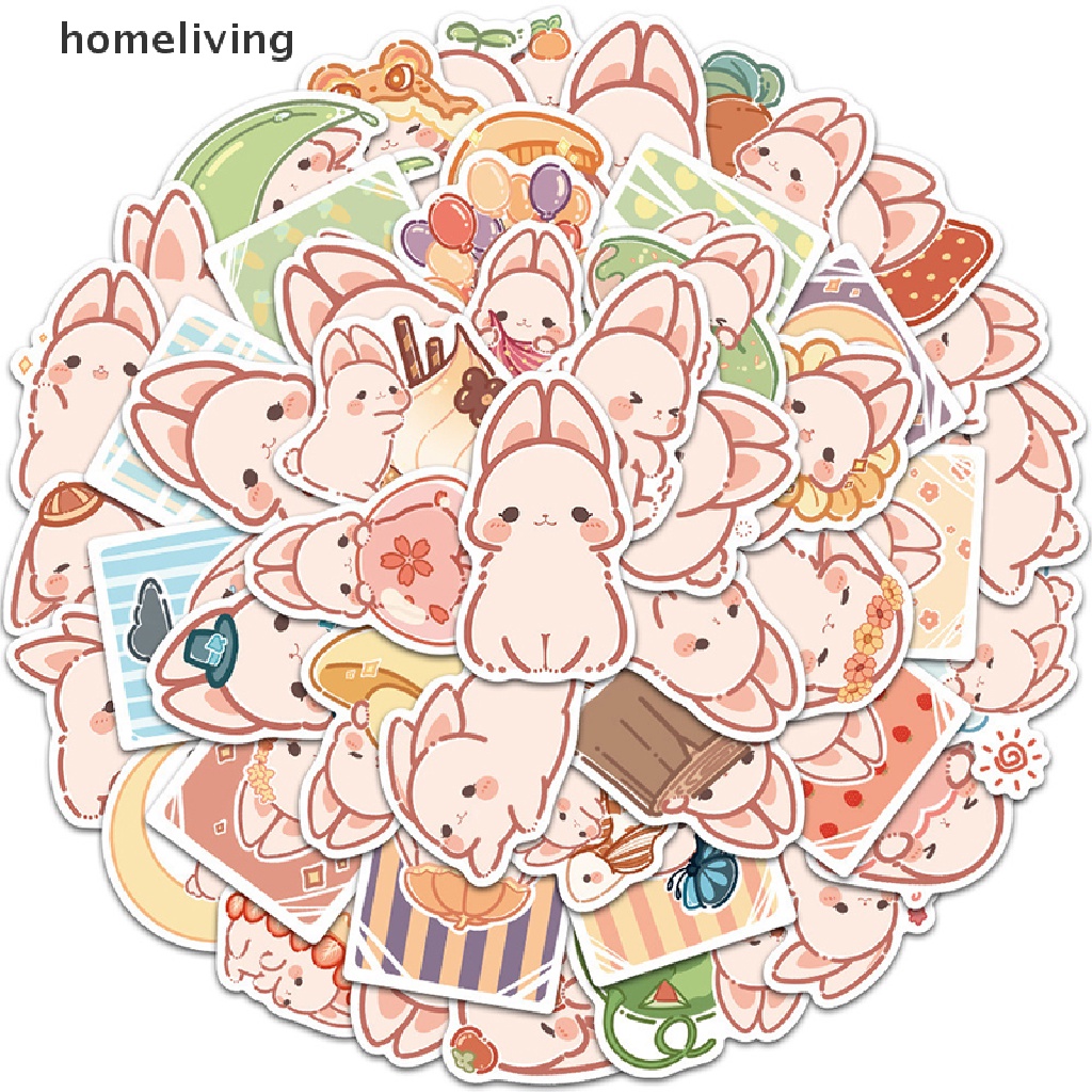 Bộ 50 Miếng Dán Trang Trí Hành Lý / Guitar Hình Thỏ Hoạt Hình Kiểu Nhật Bản Dễ Thương