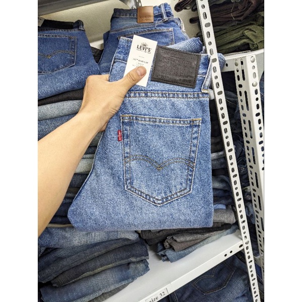 quần jeans levis màu xanh bạc rách nhẹ chất cotton ko giãn made japan vải nhật