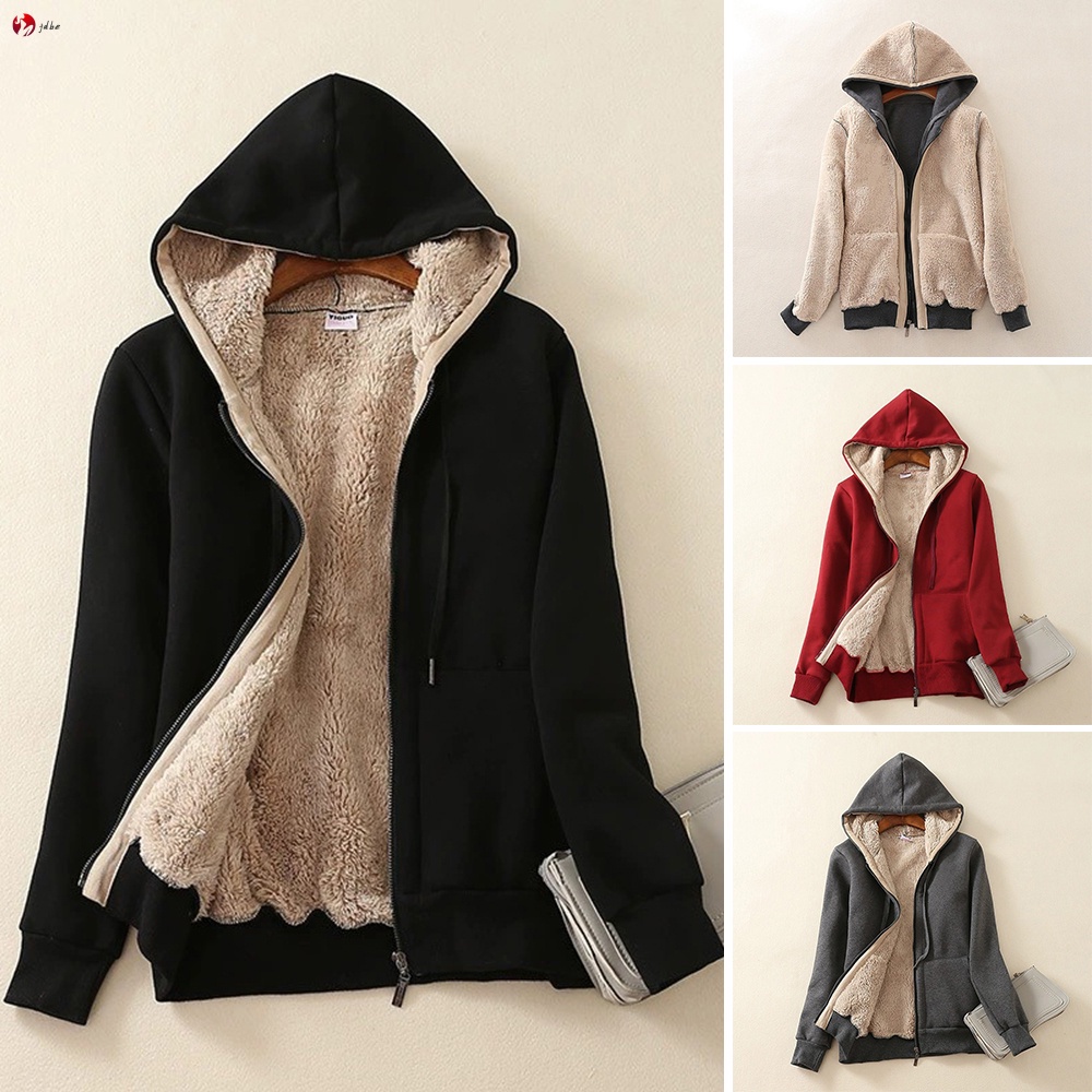 Áo Khoác Hoodie Dày Dặn Màu Trơn Có Túi Dây Rút Phía Trước Giữ Ấm Cho Thanh Thiếu Niên