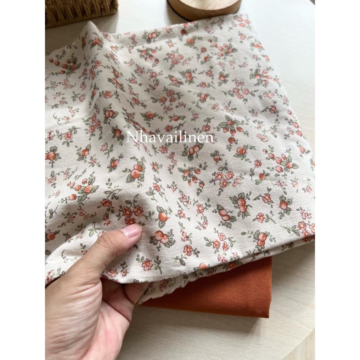 Vải Hoa Nhà Vải Linen Thô Cào Hoạ Tiết Nhí Nhảnh Dễ Thương Vintage Giữ Nhiệt Thấm Hút Mồ Hôi Cực Tốt