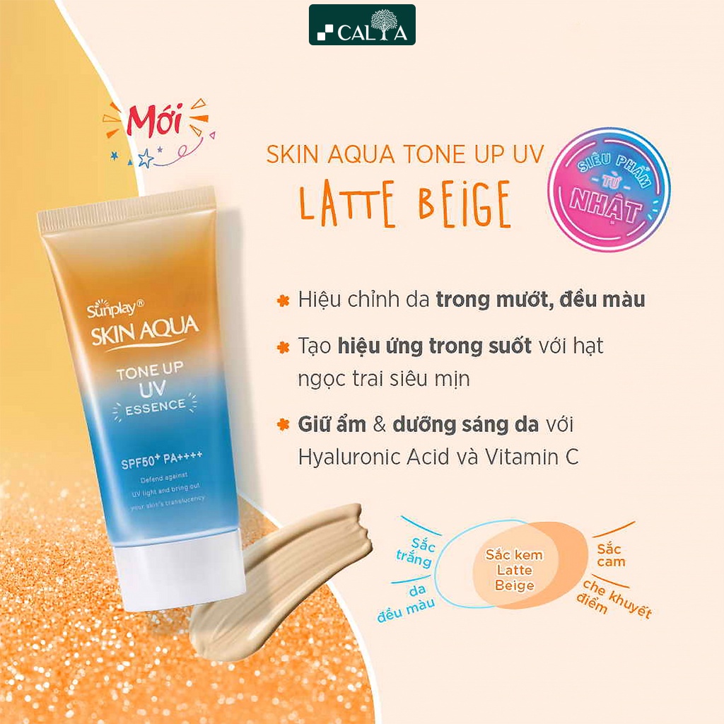 Kem Chống Nắng Sunplay Latte Beige Nâng Tone , Dưỡng Da Trắng Mịn - Sunplay Skin Aqua Tone Up UV SPF50+ PA++++ 50g