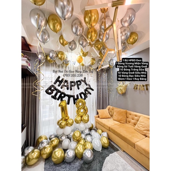 Set Bóng HAPPY BIRTHDAY Trắng Đen Hot Trend
