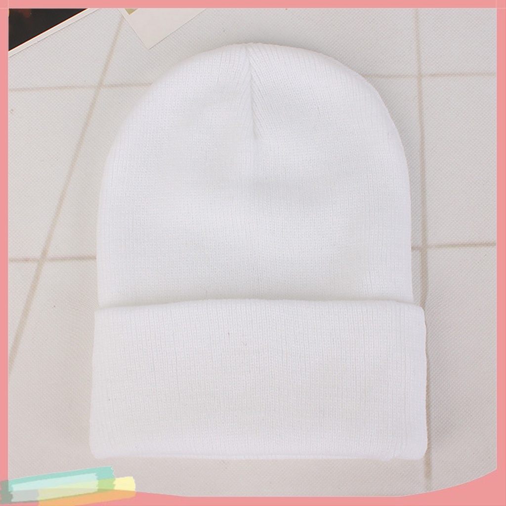 Mũ len trùm đầu dáng tròn màu trơn thời trang