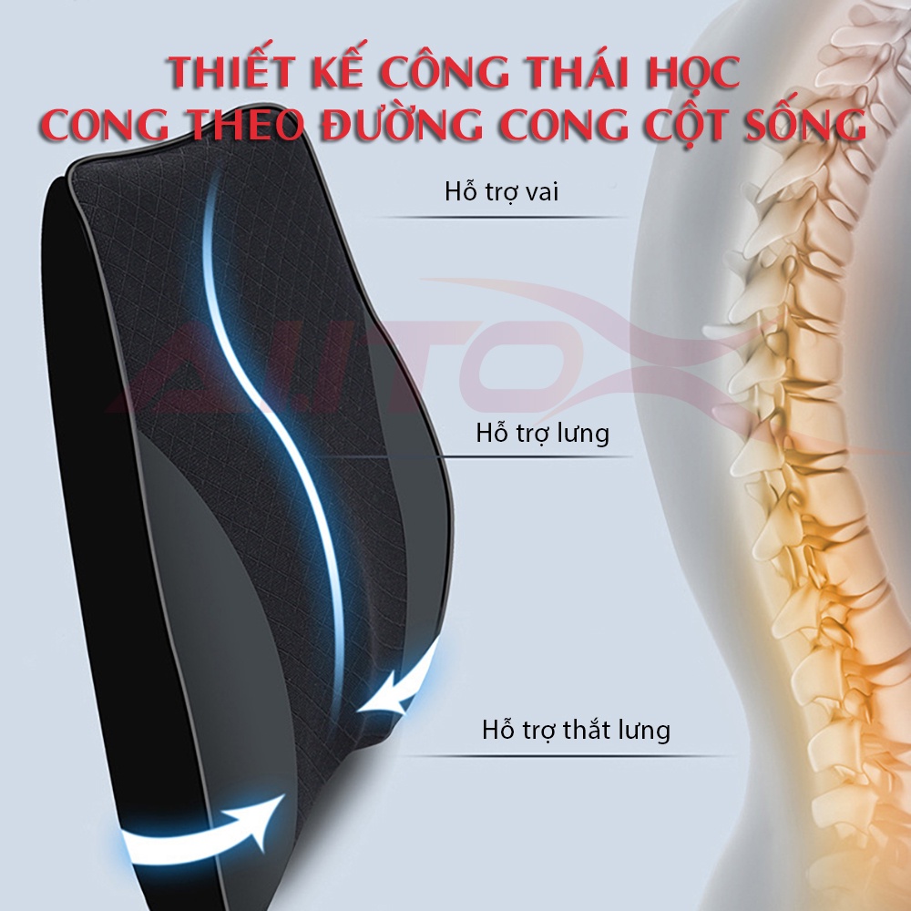 Gối tựa đầu ô tô Autox ruột cao su non vỏ da PU cao cấp kèm tựa lưng theo bộ sang trọng | BigBuy360 - bigbuy360.vn