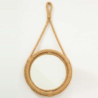 Gương treo tường hình tròn khung thừng có móc treo decor nhà, nhiều kích thước từ 35 đến 45 cm