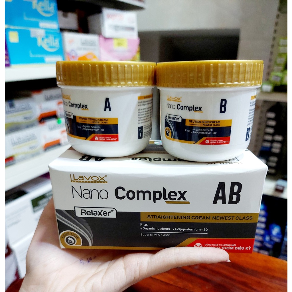 Kem duỗi tóc nhỏ tại nhà Lavox NaNo complex AB 150mlx2 siêu mềm mượt  công nghệ duỗi phủ bóng hàng chính hãng công ty.