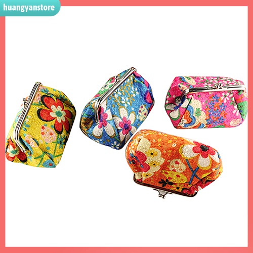 HY/ Ví đựng tiền cầm tay thêu hoa xinh xắn cho nữ