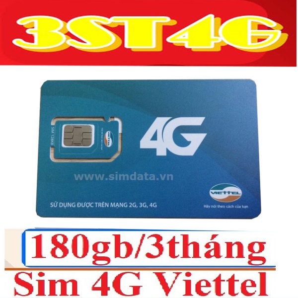 SIM 4G GÓI 3ST4G CÓ 180GB ,SÀI 2GB MỖI NGÀY TRUY CẬP TỐC ĐỘ CAO VÚT , GIA HẠN TIẾP THEO 60K/THÁNG