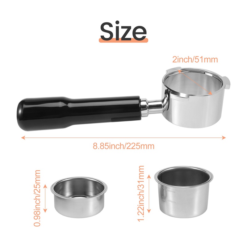 Bộ Lọc Cà Phê Espresso Portafilter 51mm Cho Máy Pha Cà Phê Delonghi EC685 EC680 Với 2 Kiểu 51mm