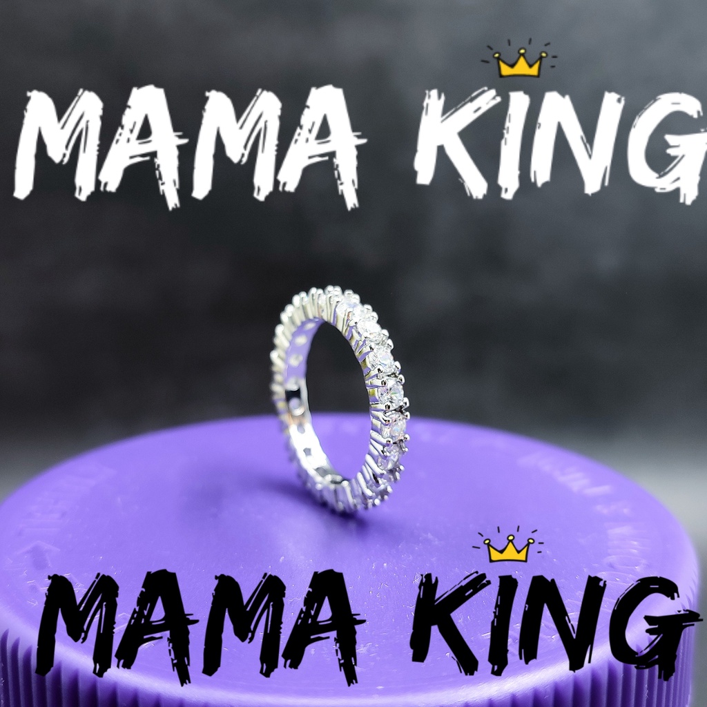 (TẶNG KÈM NHẪN)Nhẫn unisex đính đá CZ siêu đẹp nhẫn tennis mama king mamaking N12