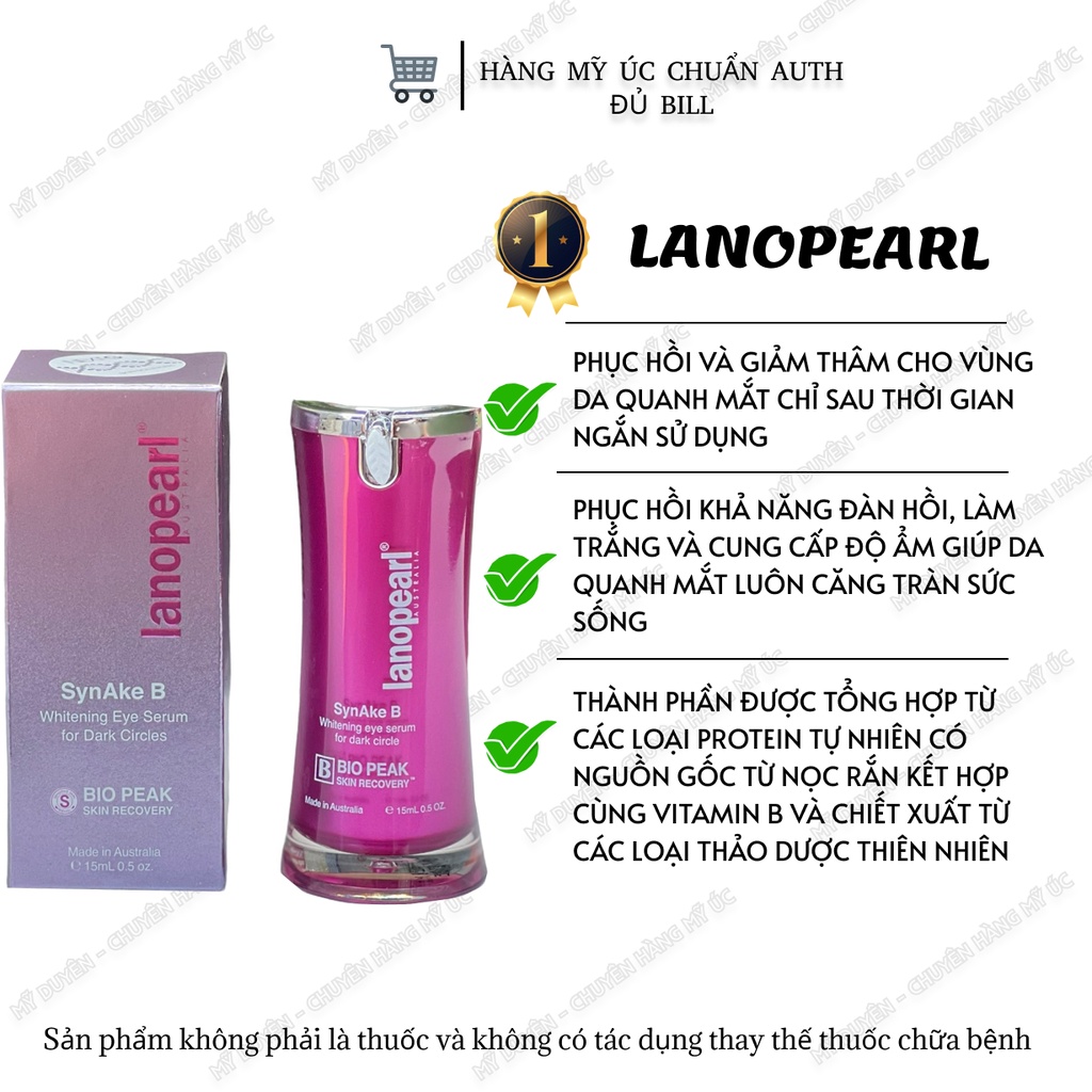 Serum chống nhăn thâm quầng mắt Lanopearl SynAke B 15ml của Úc