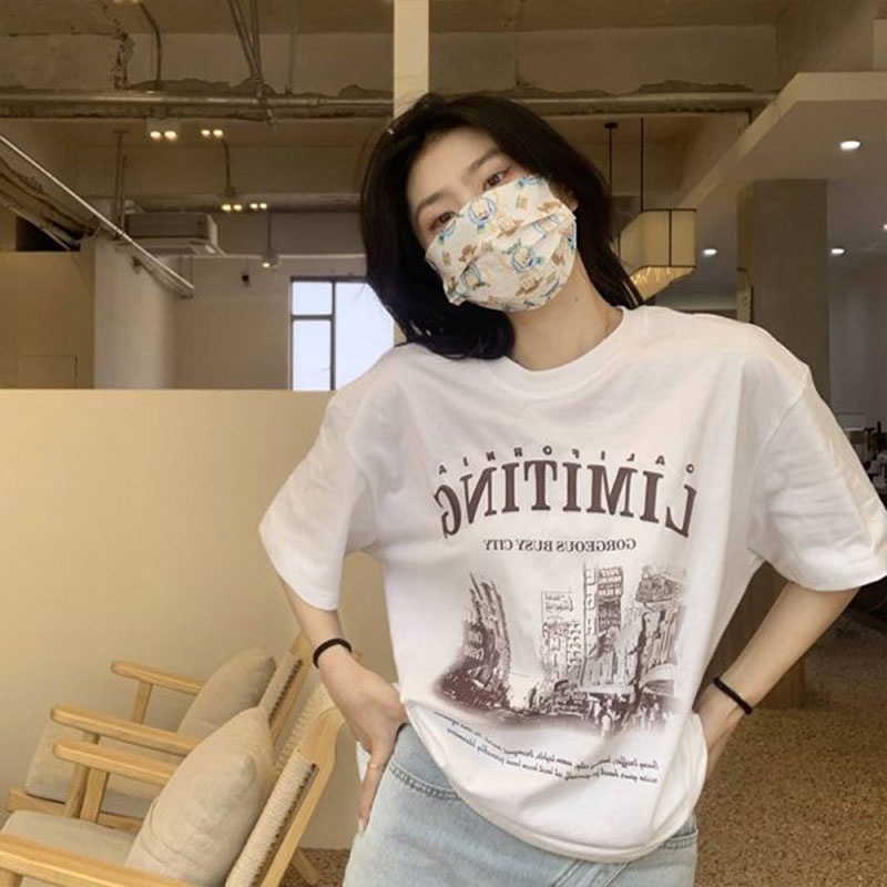 Áo Thun Nữ Ngắn Tay Cổ Tròn In Chữ Thời Trang Mới