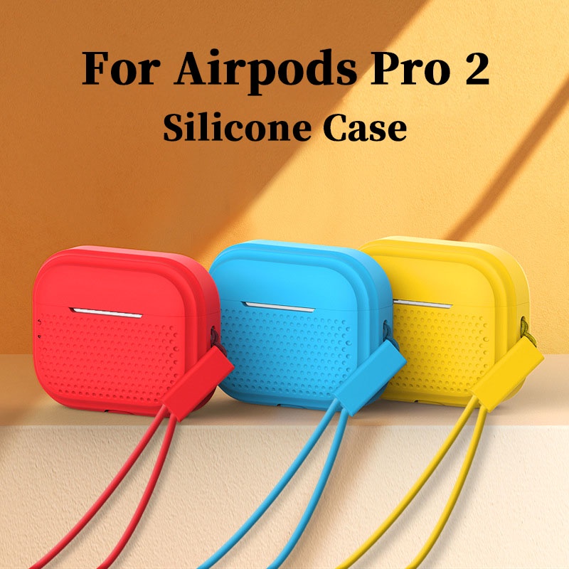Ốp Hộp Đựng Tai Nghe Nhét Tai Silicon Có Dây Đeo Cho Airpods Pro 2 2nd Pro2