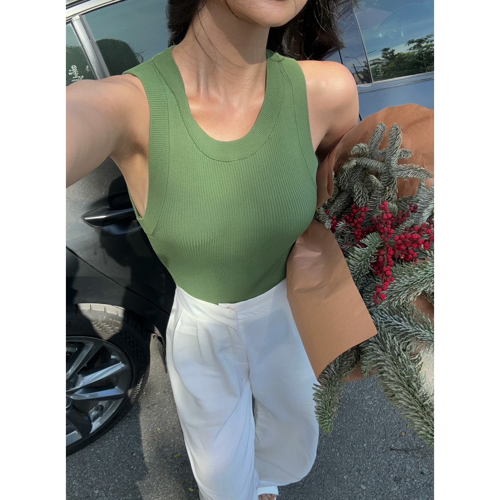 Áo sát nách dệt kim cổ tròn , Peace House Clothing