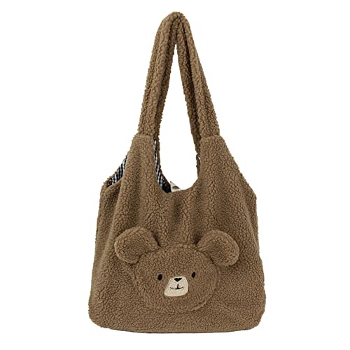 Túi Tote Đeo Vai Bằng Lông Nhân Tạo Hình Gấu Dễ Thương Thời Trang Mùa Đông Cho Nữ JP5