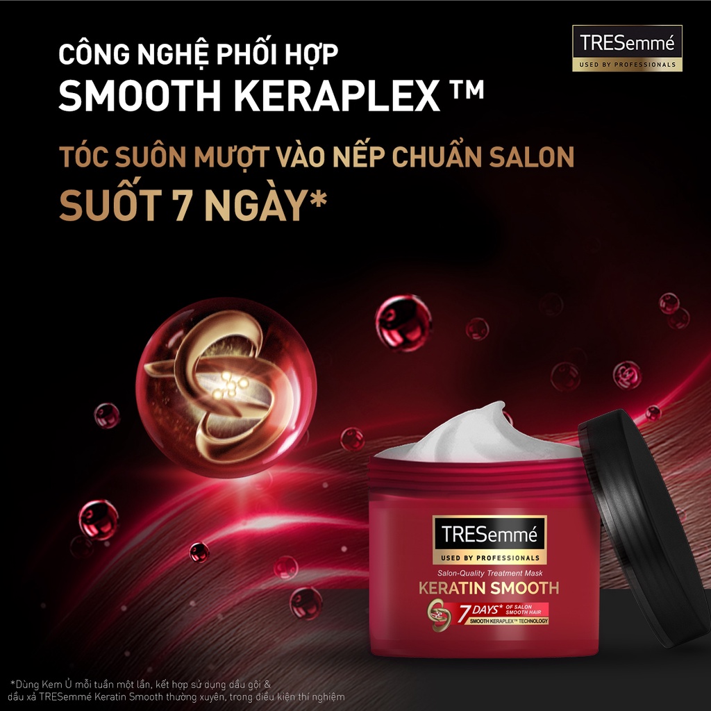 Combo Dầu Gội 850g & Kem Ủ 180ml TRESemmé Keratin Smooth với công thức Hydrolyzed Keratin Vào Nếp Suôn Mượt  chuẩn Salon