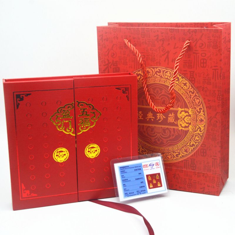 Quà Tặng Lì Xì Tết 5 Ông Thần Tài Phúc Lộc Thọ Mạ Vàng FullBox,,,