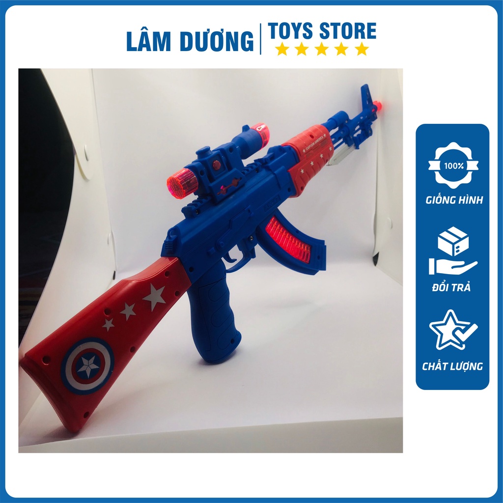 Súng nhựa chạy pin AK 47 xanh capital phát đèn nhạc cho bé trai đồ chơi trẻ em LÂM DƯƠNG TOYS