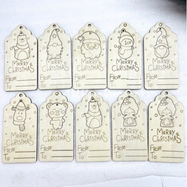 Thiệp Noel bằng gỗ kết hợp móc khoá làm quà tặng giáng sinh siêu dễ thương