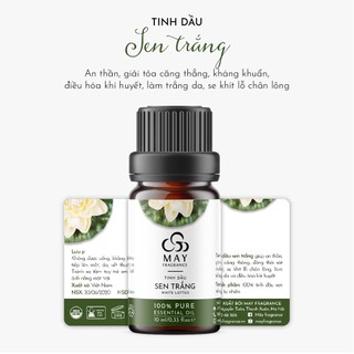 Tinh dầu Sen trắng thiên nhiên thơm phòng May Fragrance | Kiểm nghiệm GC - MS