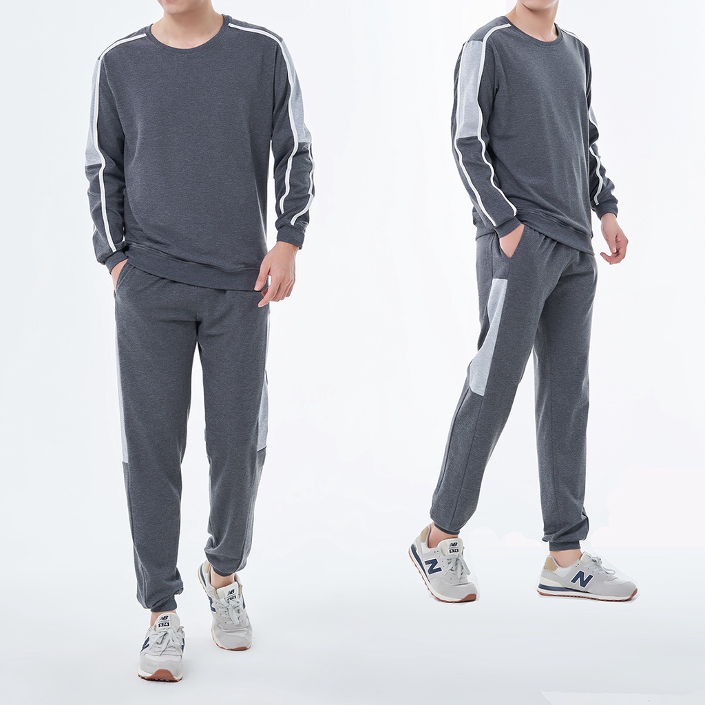 Bộ nỉ nam da cá dài tay thu đông phối viền trẻ trung năng động