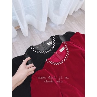 Váy nhung dáng xoè tiểu thư