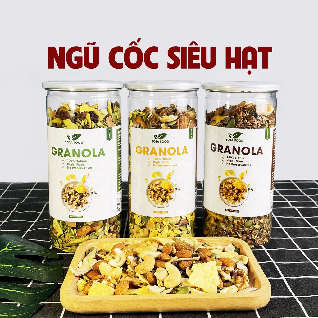 Granola Ngũ Cốc Ăn Kiêng Siêu Hạt - Giảm Cân, Ăn Vặt