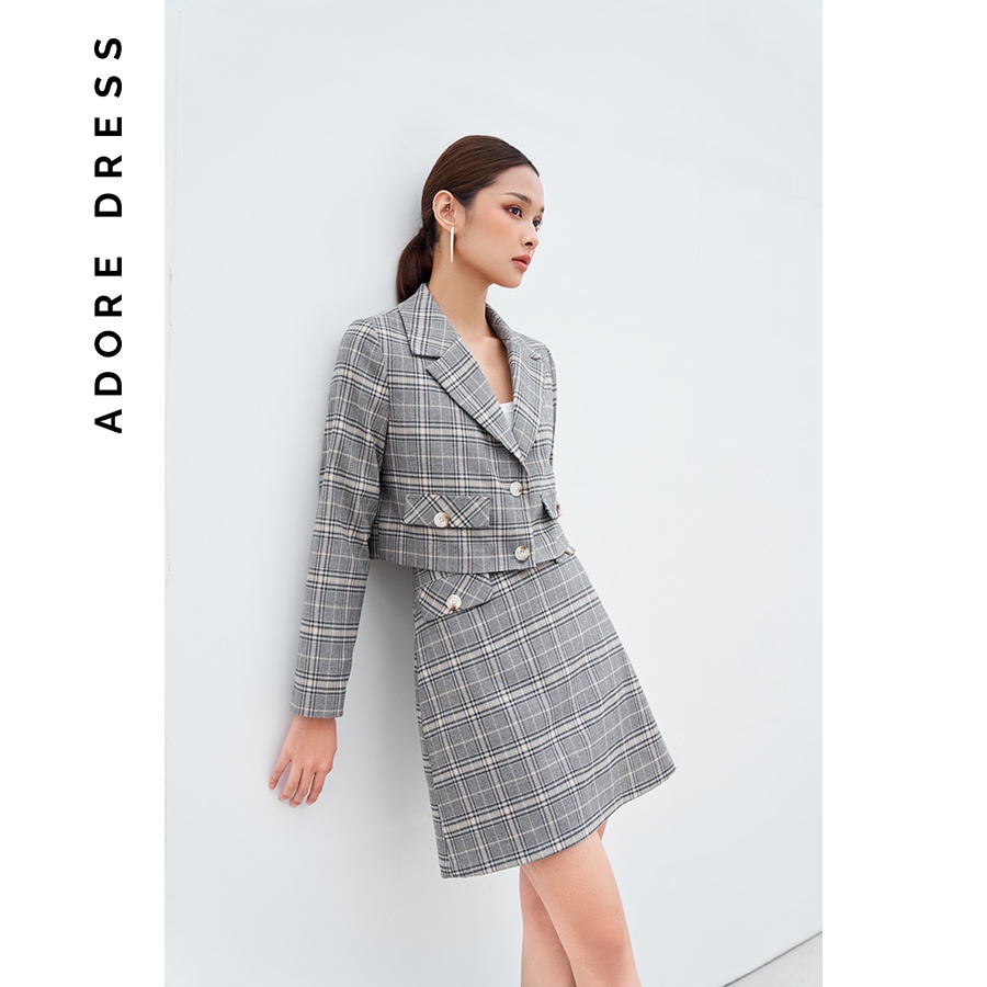 Áo khoác blazer crop 2 khuy ziczac cam đen 2BL3019 ADORE DRESS