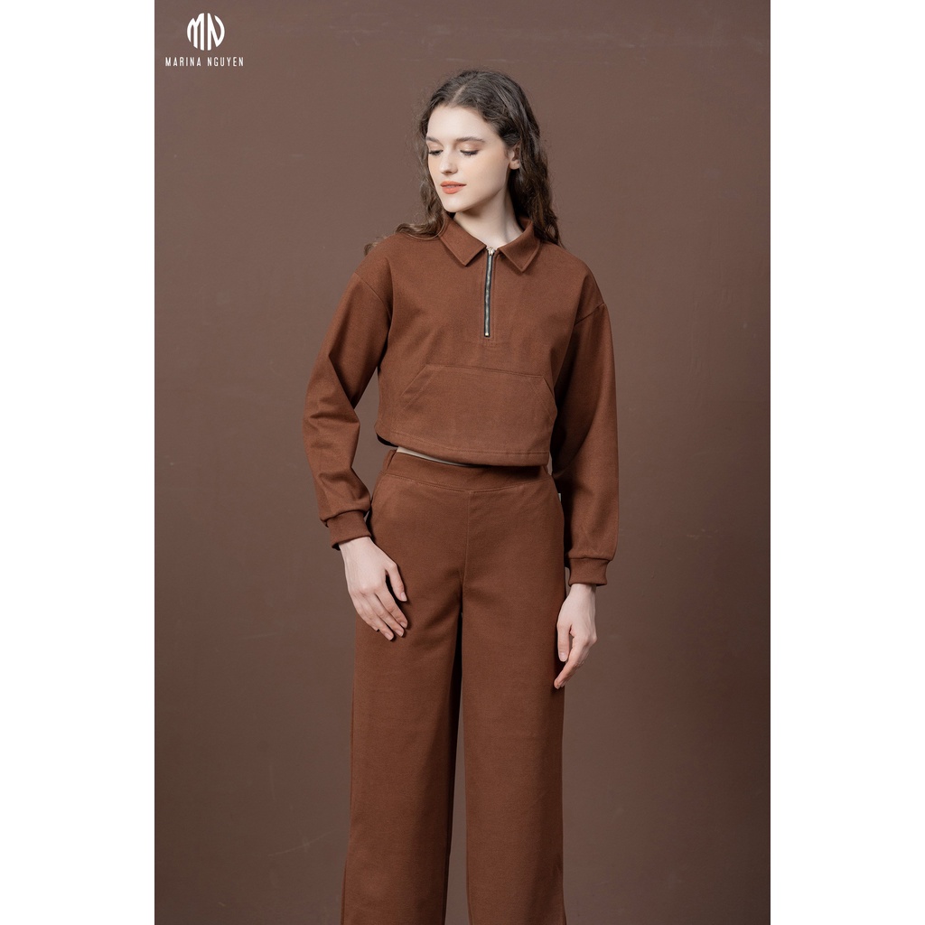 Bộ Đồ Thu Đông Nữ MARINA NGUYỄN Thiết Kế Dài Tay, Kiểu Dáng Trẻ Trung, Chất Liệu Dạ Mềm Mịn - 822045