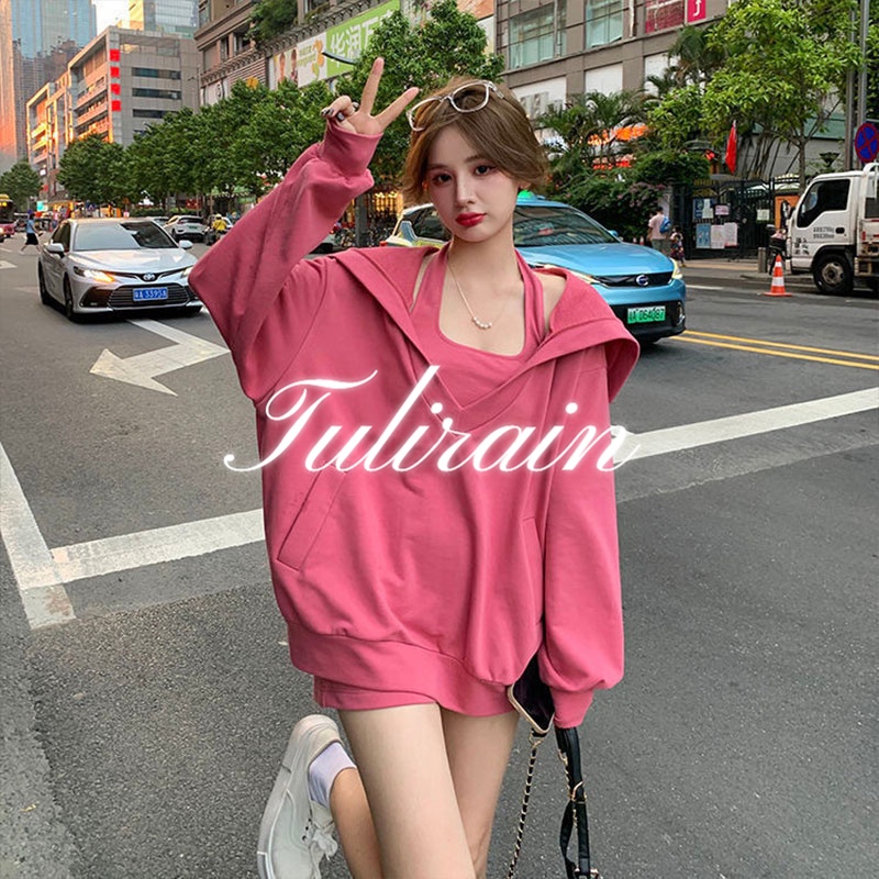 Tulirain Set Đồ Thể Thao Ba Món Gồm Áo Khoác + Áo Hai Dây + Quần Short Thời Trang 2022 Cho Nữ