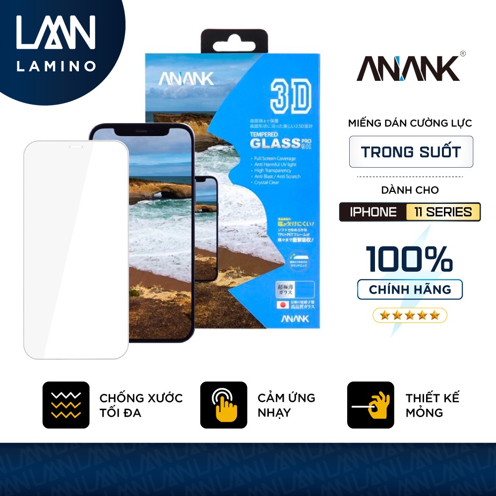 Kính cường lực ANANK trong suốt (clear) cho iPhone 11 series