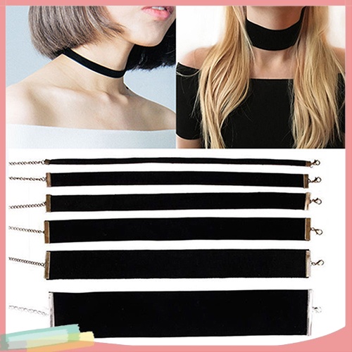 Vòng Cổ Choker Nhung Màu Đen Phong Cách Retro Thời Trang